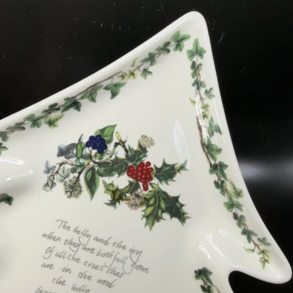 Portmeirion The Holly And The Ivy Christmas Tree Shaped Serving Dish Large 13inc